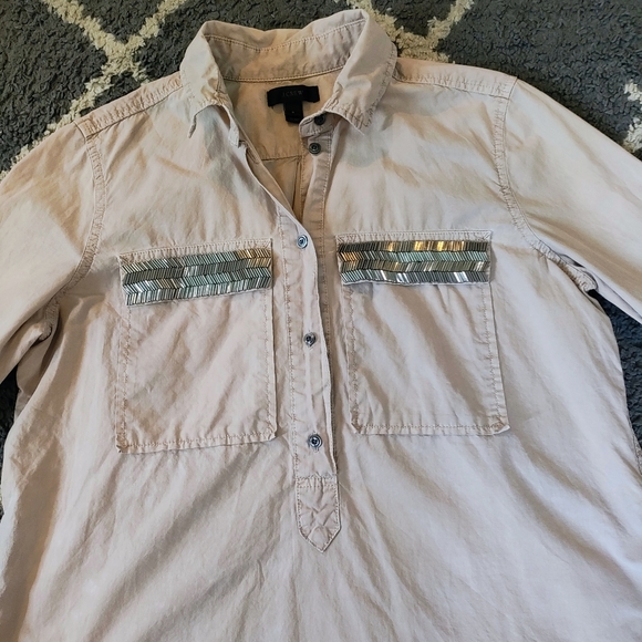 J. Crew Utility Beaded Pocket Popover - Picture 1 of 4